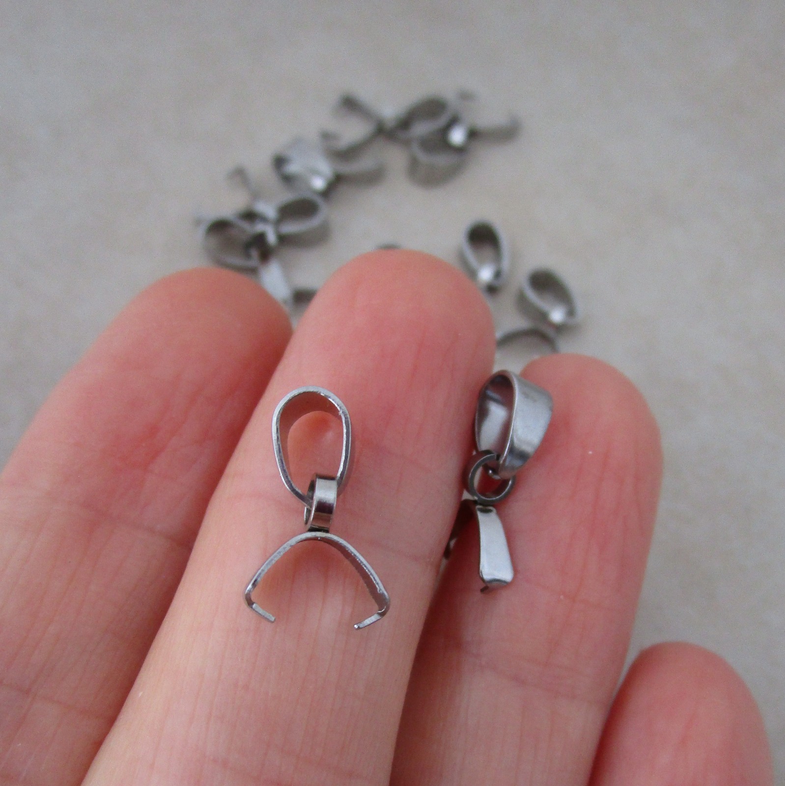 10 stainless steel small pinch bails 13mm