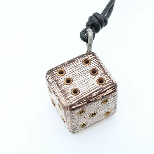 Medieval Wooden Dice Necklace Pendant Viking Cord Jewelry Casino Lover Luck Gift