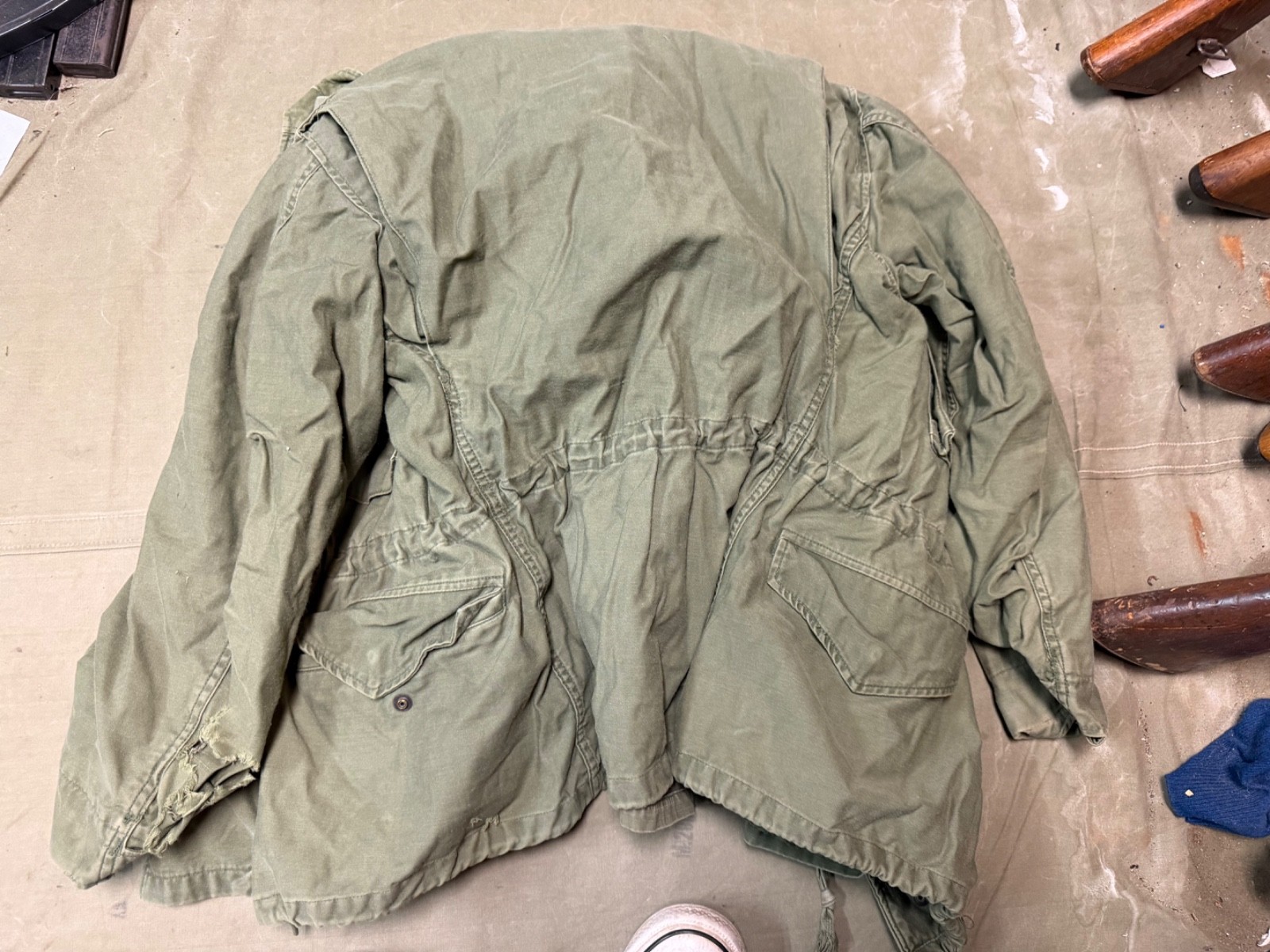 ORIGINAL VIETNAM WAR US ARMY OG-107 COLD WEATHER PARKA-SMALL SHORT