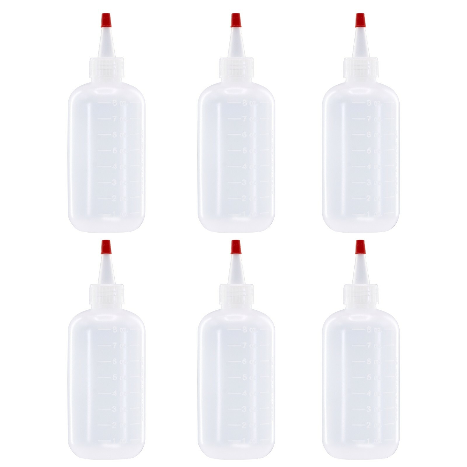 4 pack of 8oz (240mL) Plastic Boston Round Squeeze Bottles + Yorker Caps LDPE