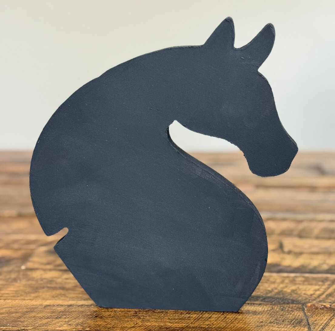 NEW 2D 8" Blue+Brown Horse Head Bust Color Accents Laminated Wood Figurine 8x7x1