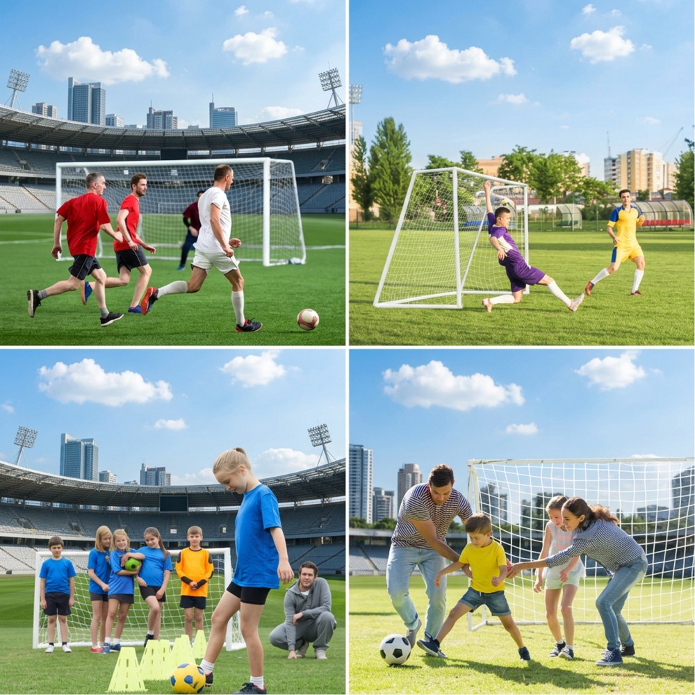Training Soccer Goal Backyard UPVC Frame Football Goal 6x4ft / 8x5ft / 10x6.5ft