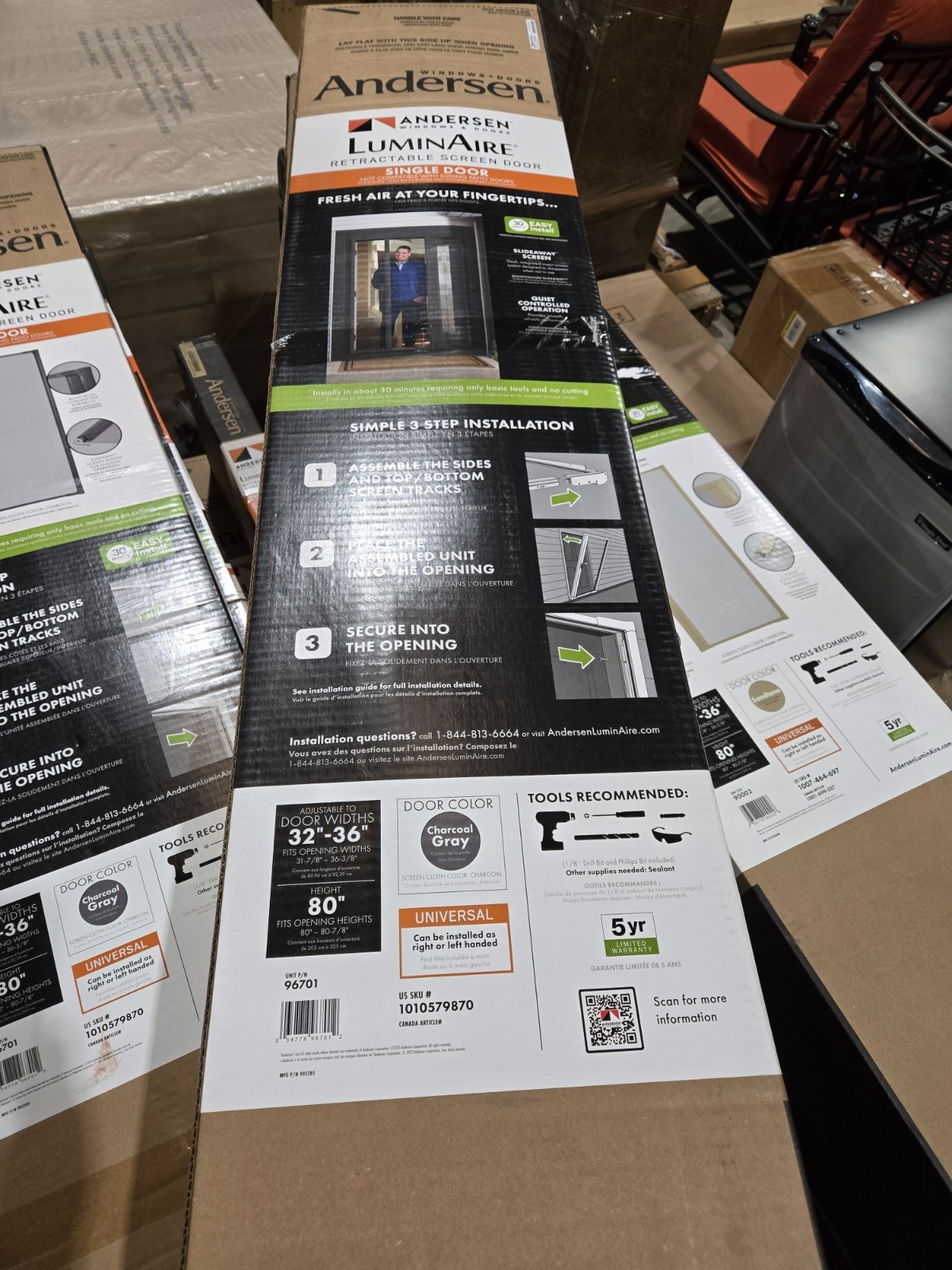 ANDERSON 32-36" x 80" Luminaire Gray Single Universal Retractable Screen *2Aisle