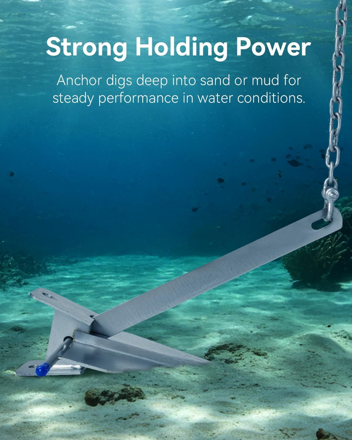 13 lb Galv Fluke Anchor Kit 100ft Rope 6.5ft Chain 2 Shackles for 20-32ft Boats