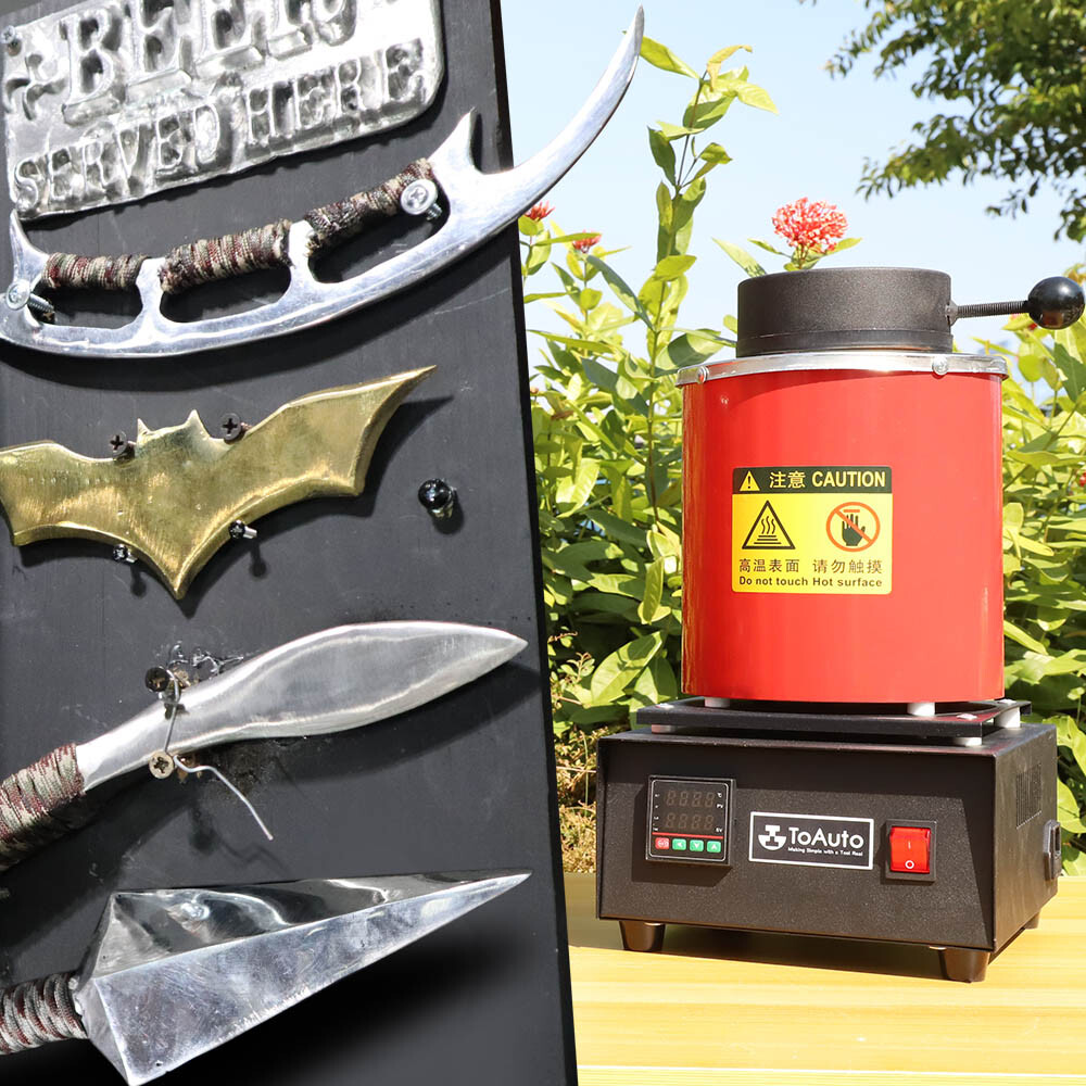 TOAUTO 3KG Digital Metal Melting Furnace kit Smelter Refining w/ 75ml Ingot Mold