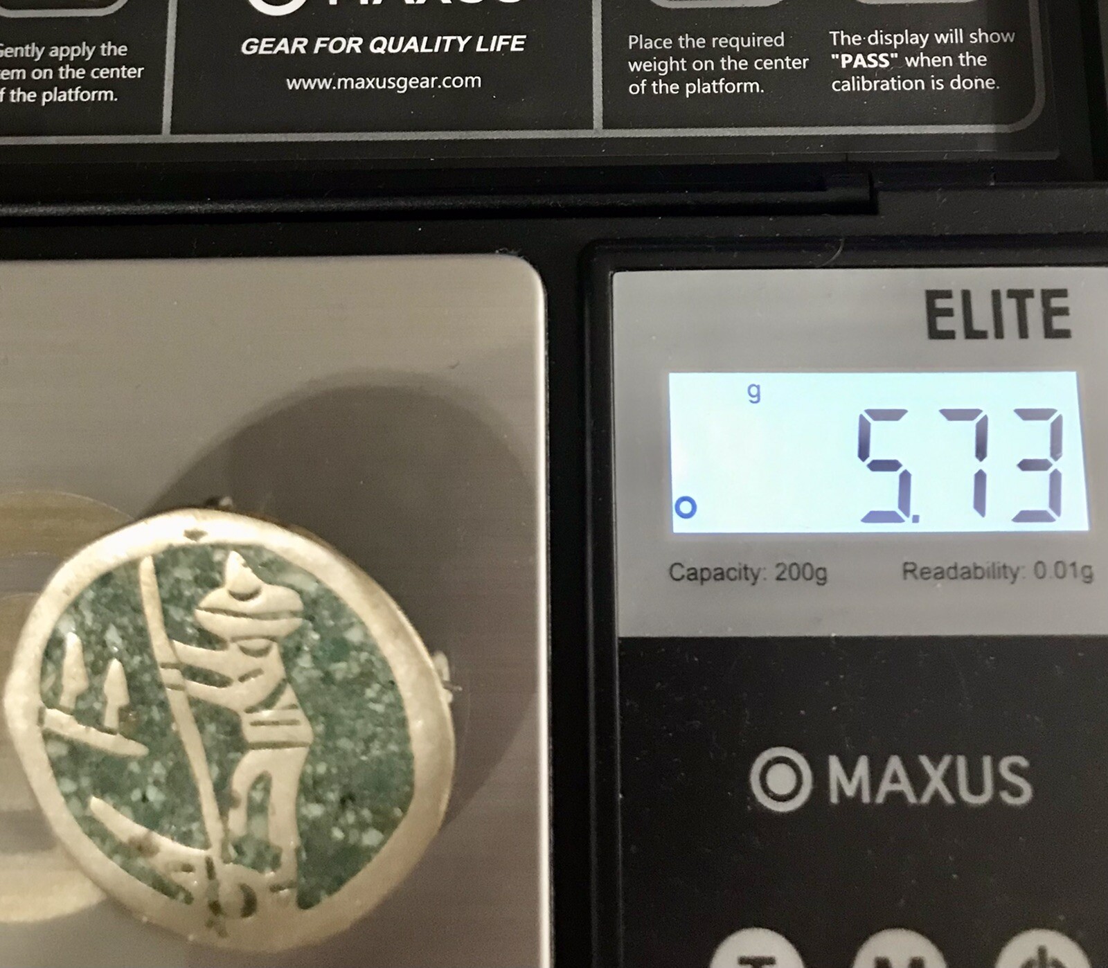 Sterling Silver Brooch Pin Pendant Crushed Stone Inlay 925 1.25 Inches 5.7g