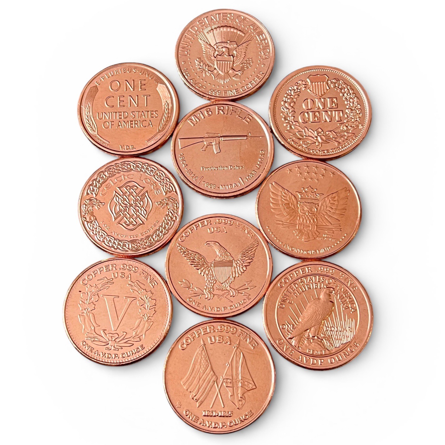 (100) PACK - Sellers Choice - 1 OZ COPPER ROUND - BULLION - 5 different designs