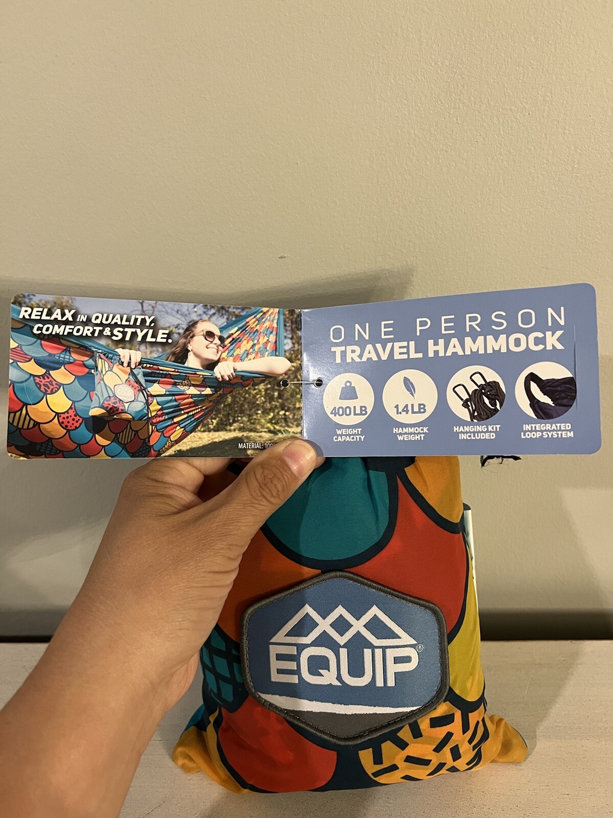 Travel Hammock Equip Lightweight Multicolor One Person Great For Camping NWT