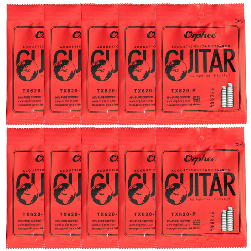 10 Set Professional Orphee TX620-P Acoustic Folk Guitar Strings (.010-.047)