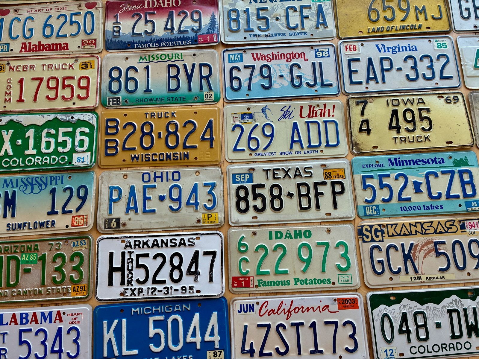 Vintage Starter Pack of 12 License Plates in Craft Condition - 20 Years or Older
