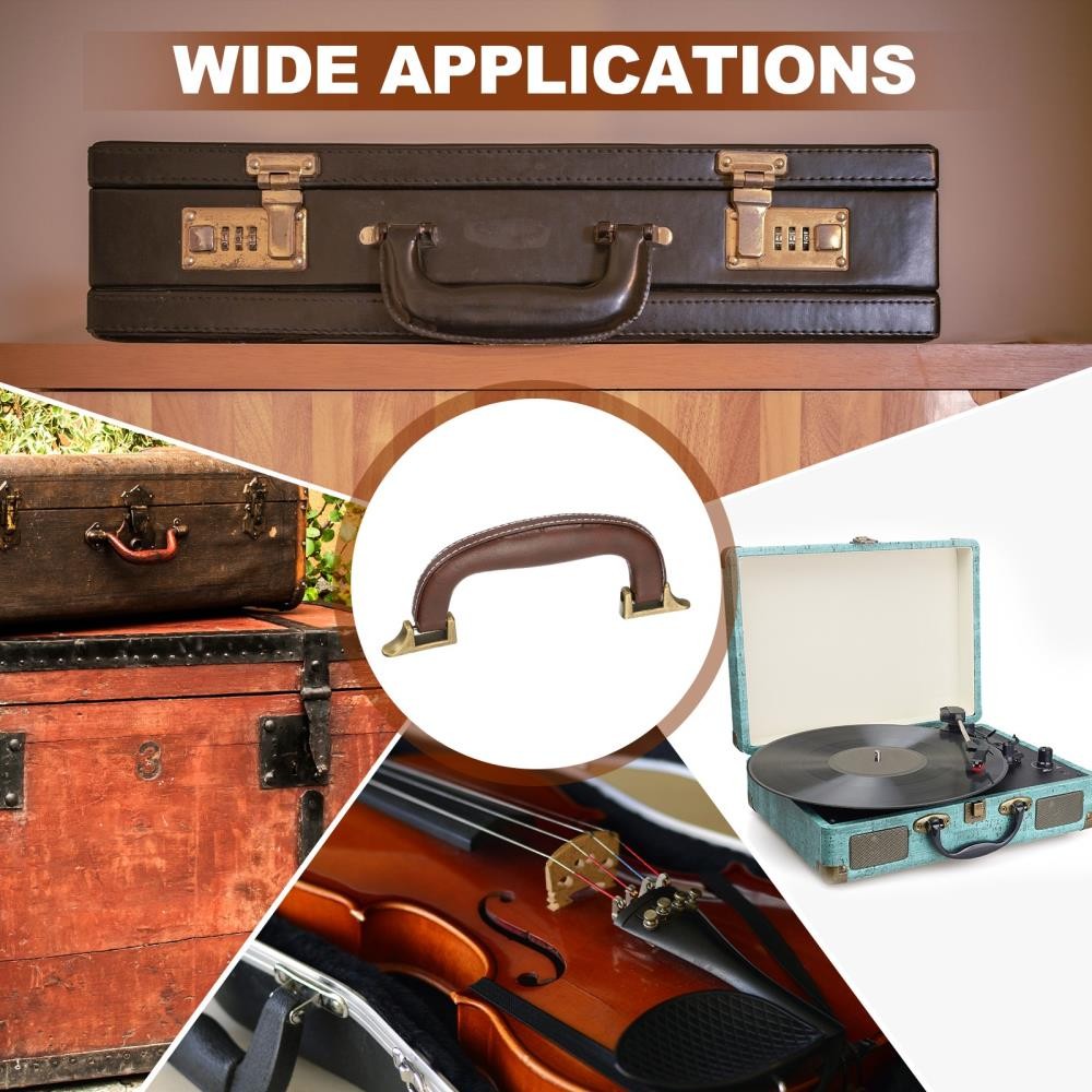 2 Pack PU Leather Replacement Handles For Luggage Cases Storage Boxes Vintage