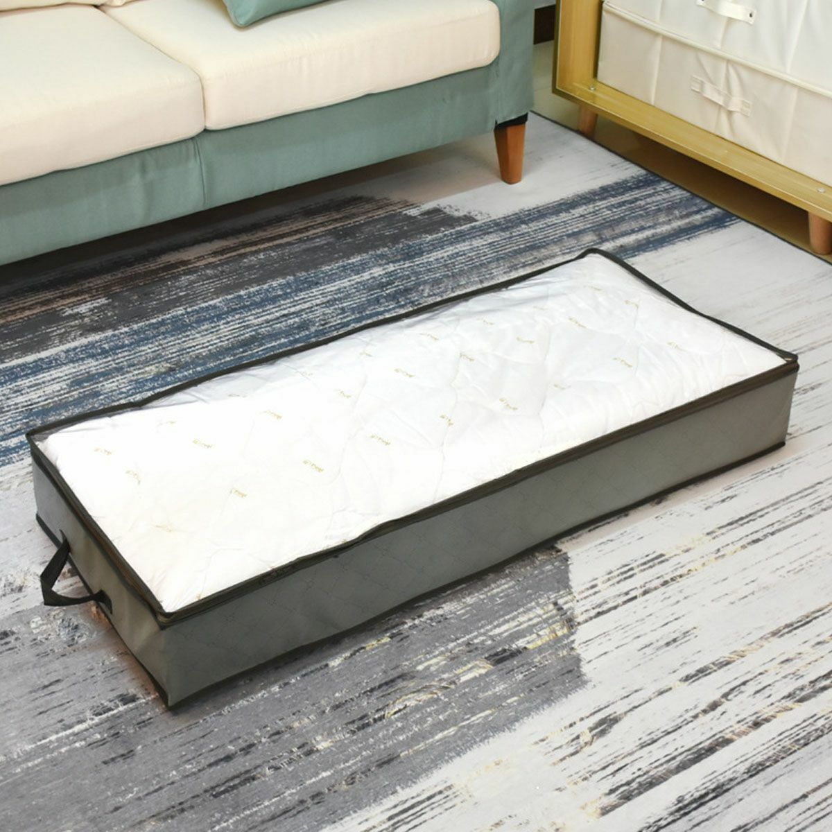 2 Pack Flexible Zippered Under Bed Storage Bag Large Underbed Clothes Storage US