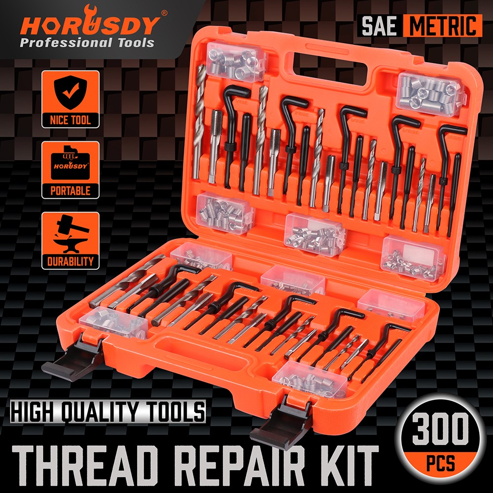300PC Thread Repair Kit HSS Drill Helicoil Repair Kit SAE Metric Inch&MM W/Case