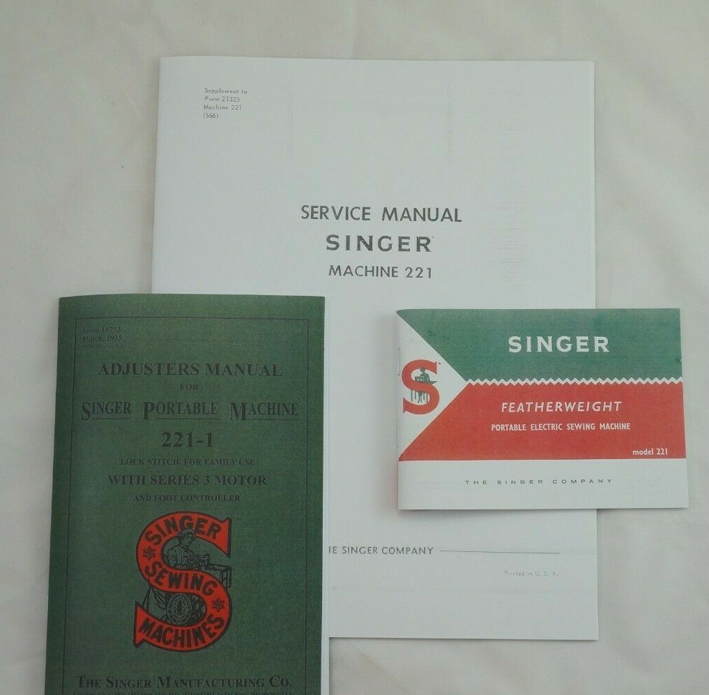 Late Singer Featherweight 221 Sewing Machine Dealer Adjusters Repair Manuals Set