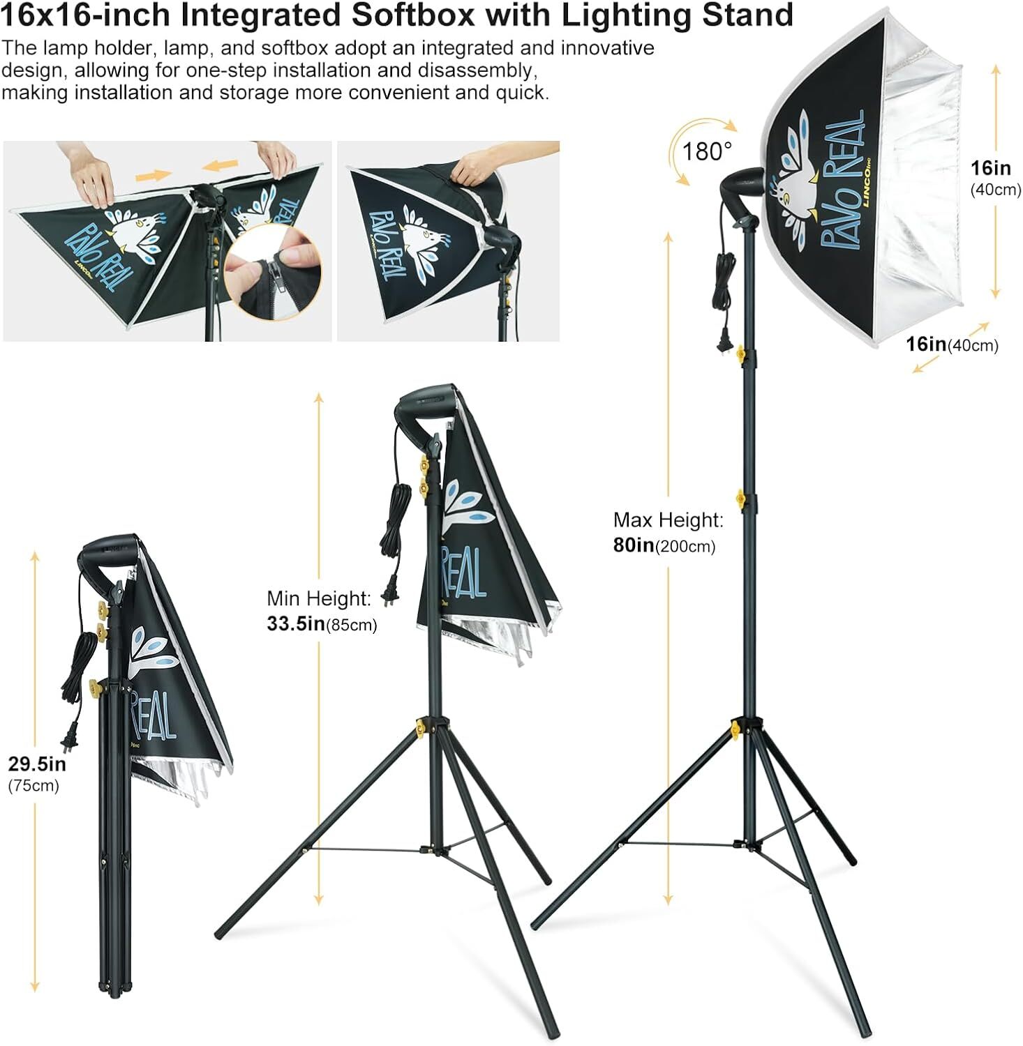 LINCO 2 Softbox Light Kit Photo Studio Photography Continuous Lighting Stand Set