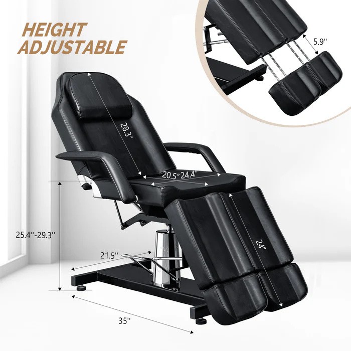 360° Swivel Tattoo Chair, Lash Chair Massage Table with 2 Adjustable Split Legs
