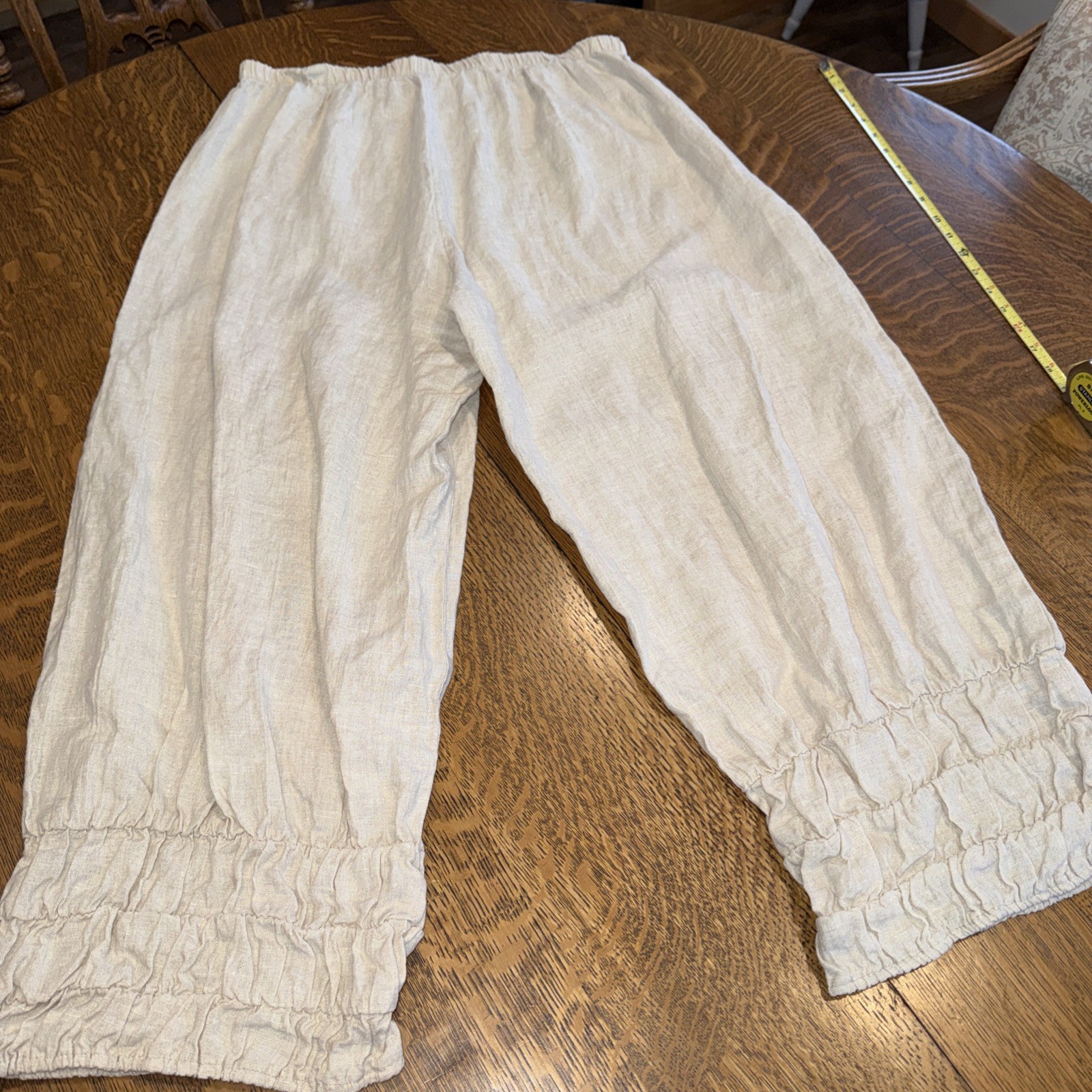 Bodil 100% Linen Boho Size Large Women’s Wide Leg Loose Fit gypsy Bloomer Pants