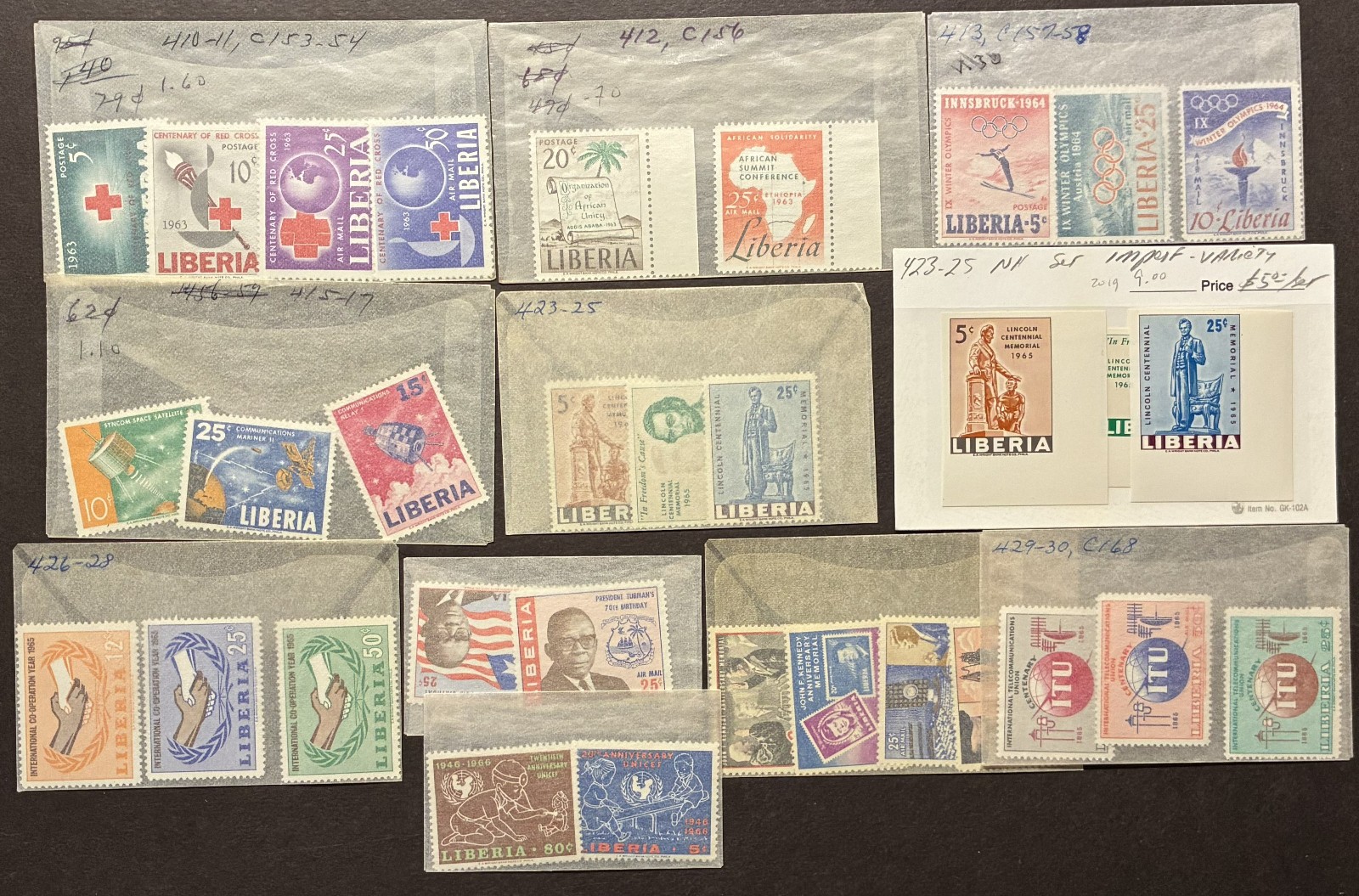 Liberia Collection 65+ Sets All Mint NH 1960s-70s Regular and Airmail Sets