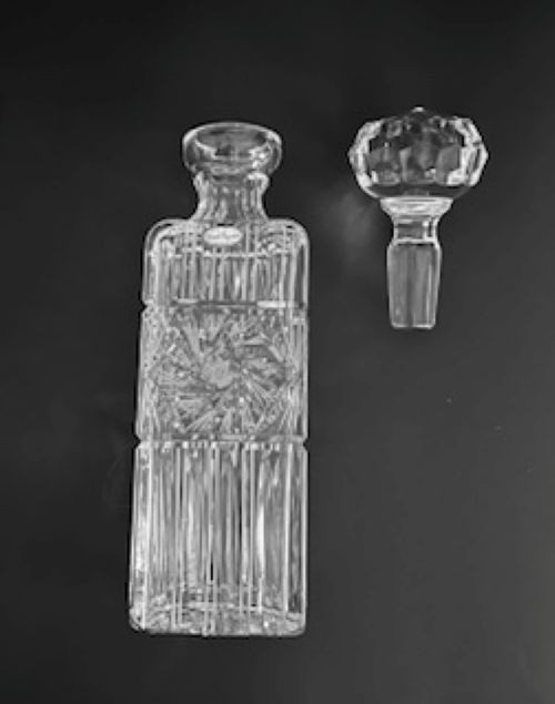 Ofnah Crystal Decanter Pinwheel Star Design Made in Poland Vintage 24%PbO