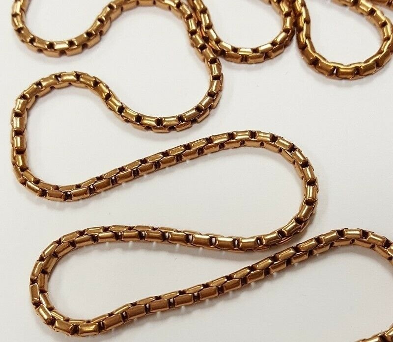 3 FEET VINTAGE SOLID BRASS ROUNDED SNAKE FANCY TUBE LINK 2.5mm. WIDE CHAIN D399