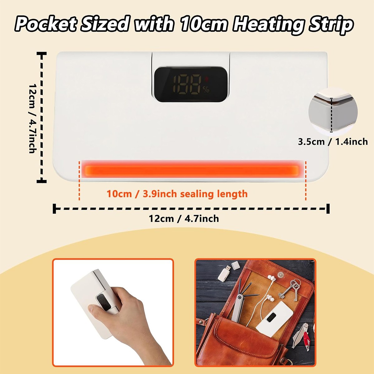 Mini Heat Sealing Machine Portable Impulse Food Packing Plastic Bag Sealer