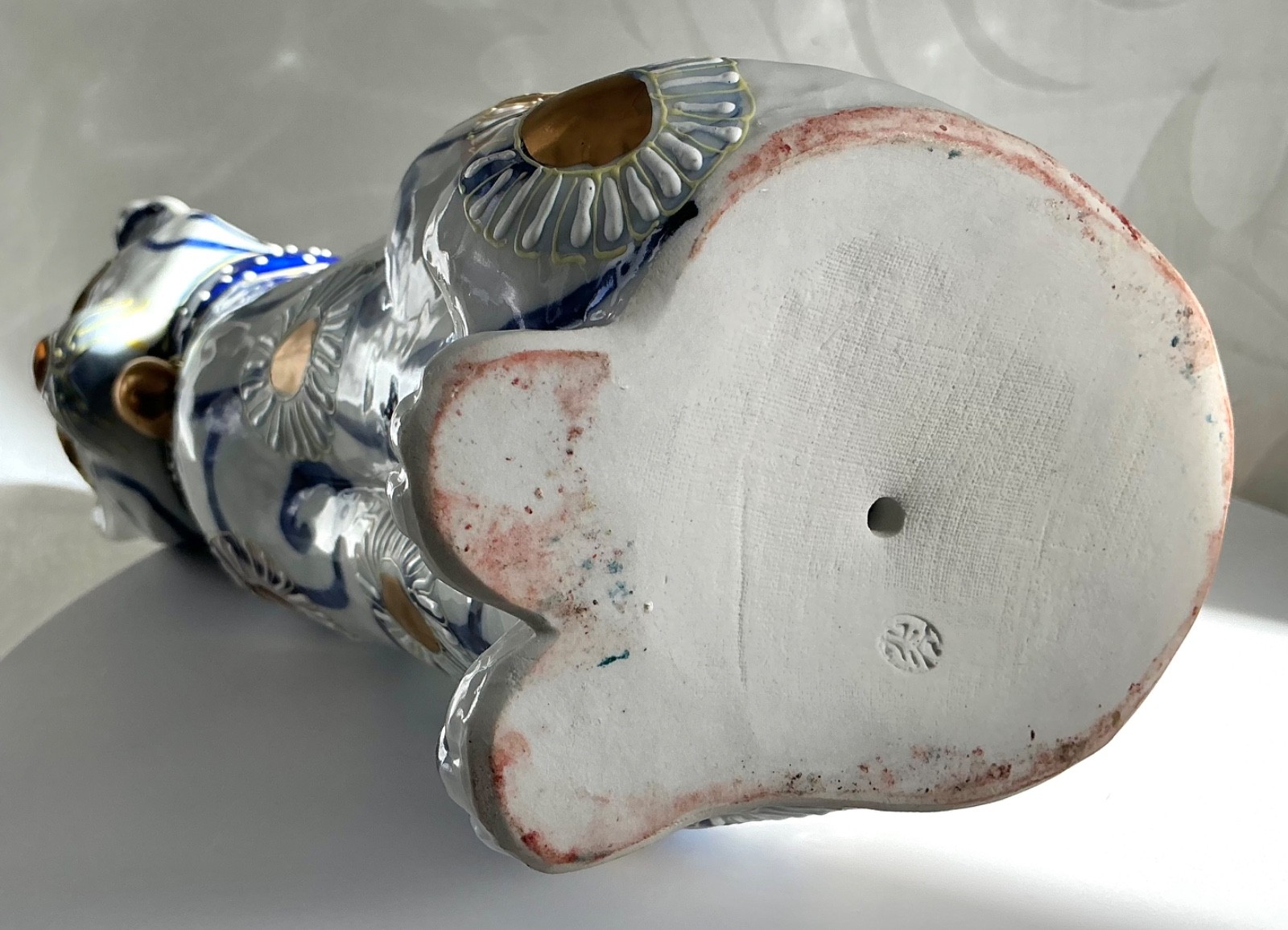 Vtg Large Kutani Cat 9" Porcelain Figurine Japanese Lucky Kitten Sculpture