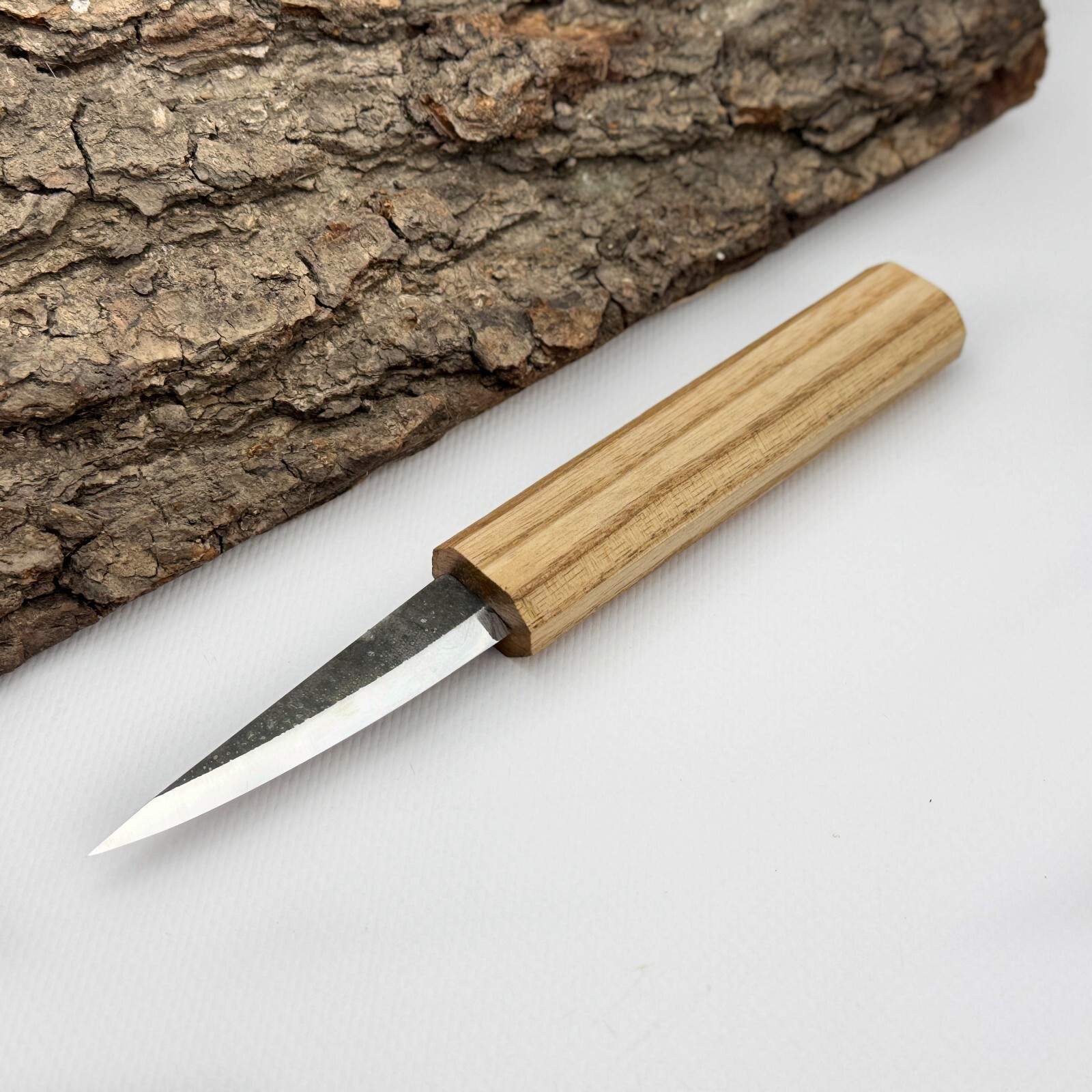 Hand-Forged Sloyd Knife – Carbon Steel Blade, Ash Handle, For Bowl Carving