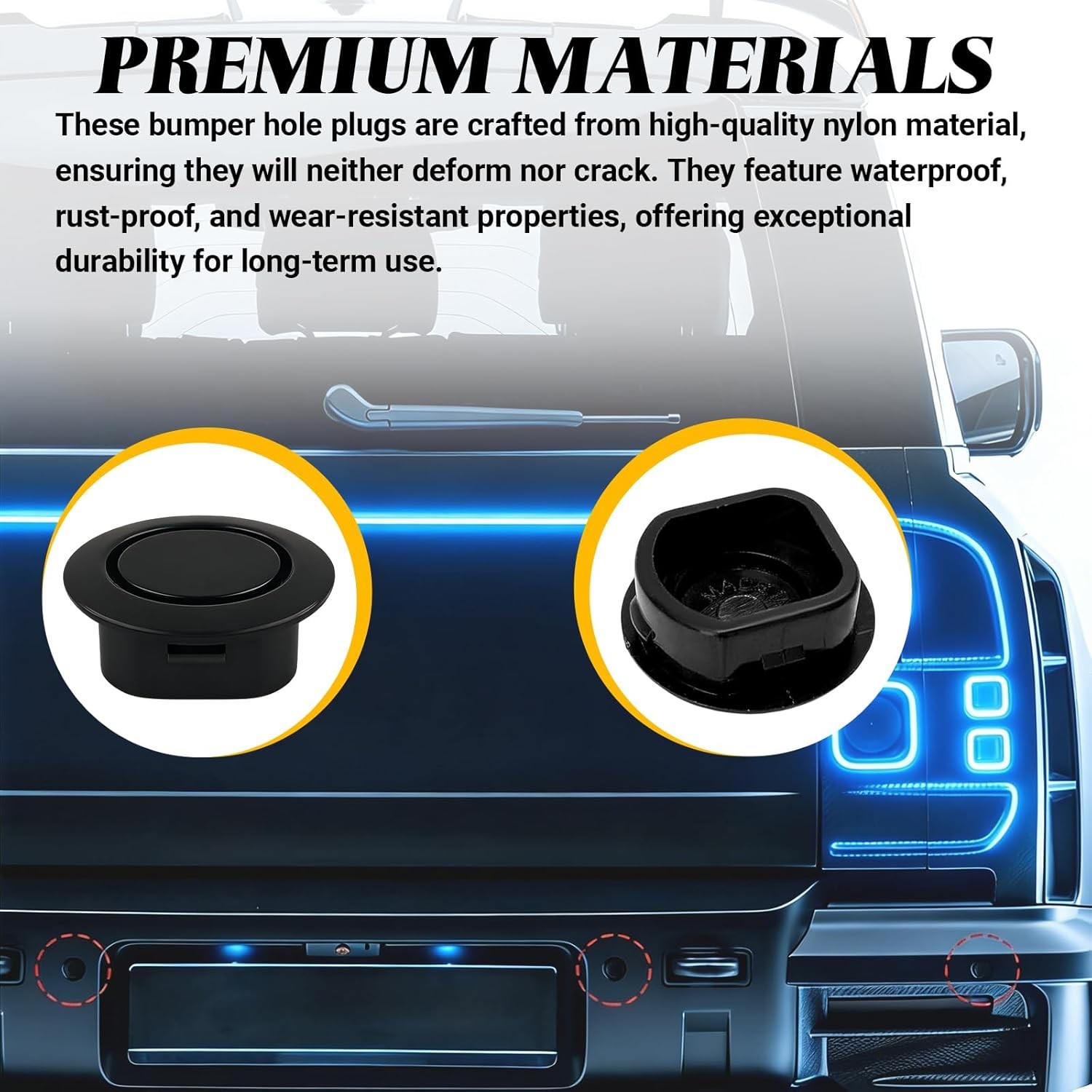 0PCS Car Rear Bumper Radar Hole Cover, Durable Bumper Hole Plugs Protector Cover