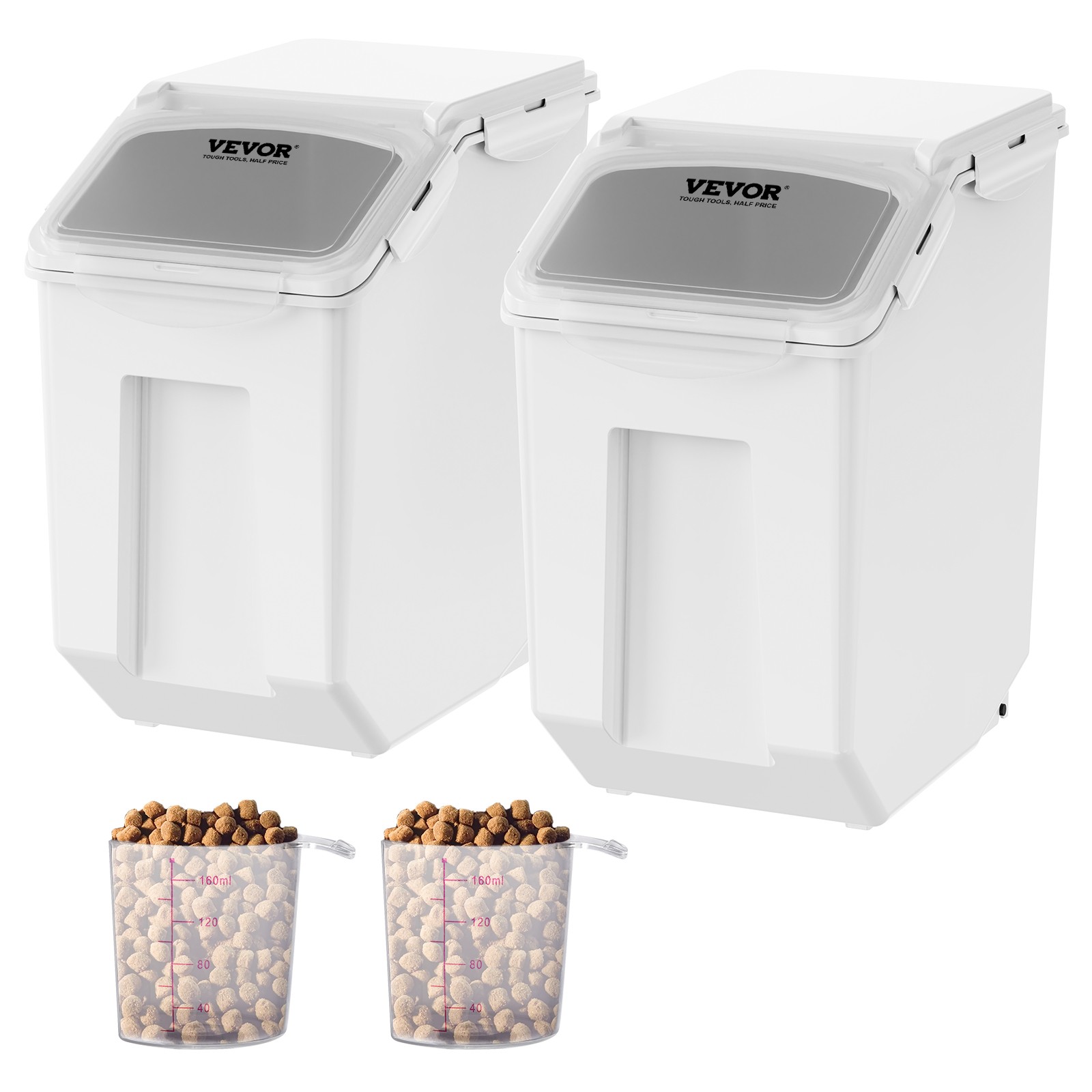 VEVOR Mobile Ingredient Bin Storage Container 2 x 15L Capacity Slant Top White