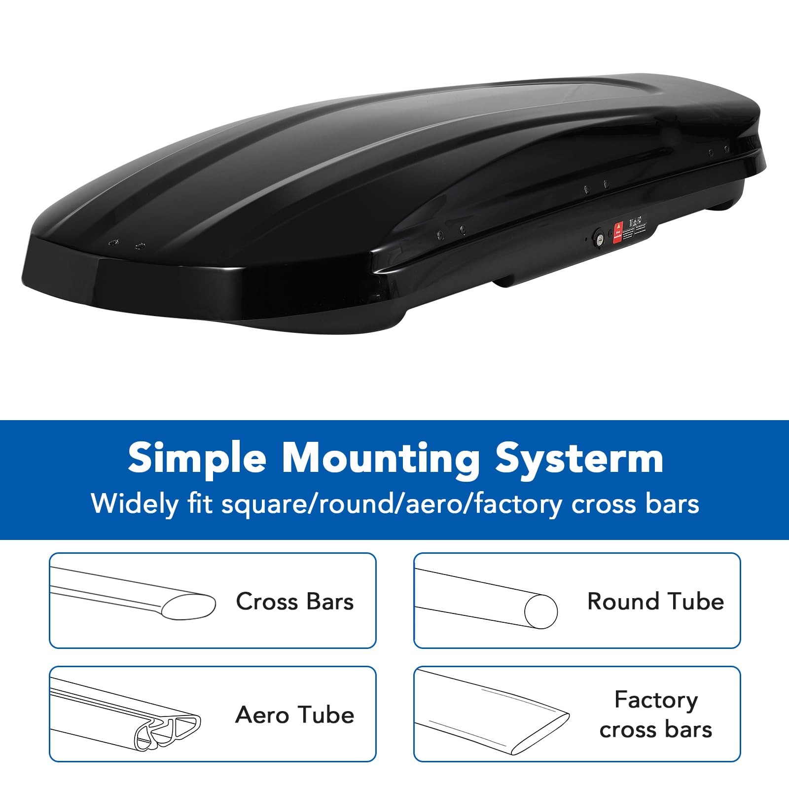 17 Cubic Feet Car Top Cargo Carrier Vehicle Roof Mount Luggage Storage Box 2 Key