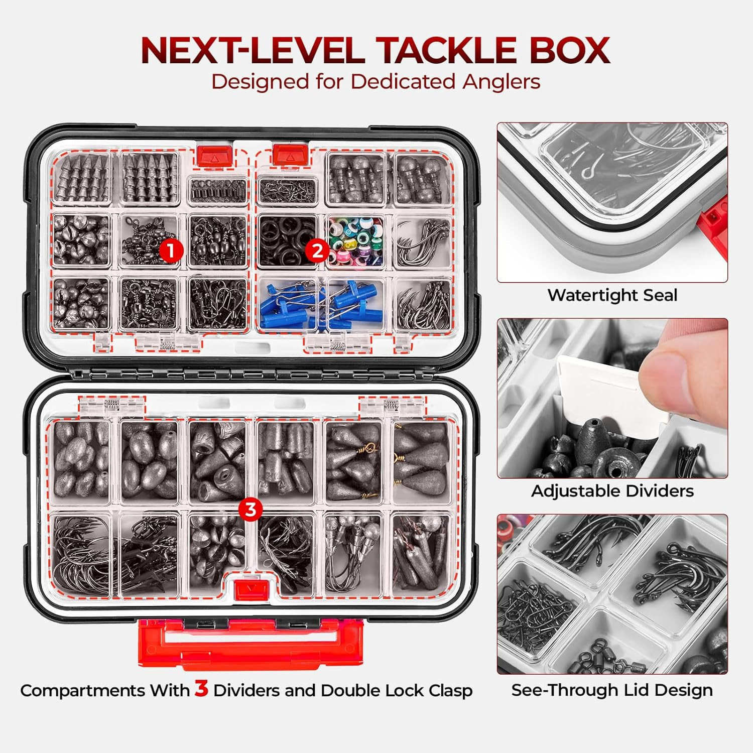 by Kastking 182/265/400Pcs Compact Fishing Tackle Kit - All-In-One Freshwater Ho