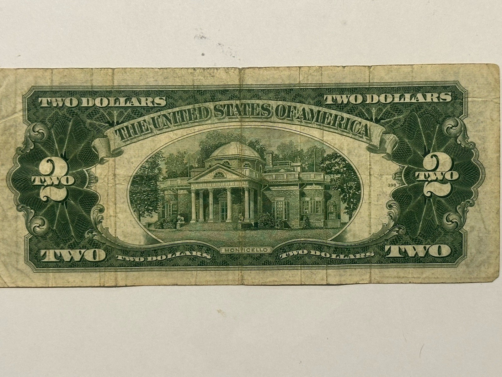 Series 1953 $2 US Note Red Seal Fair Shape D82