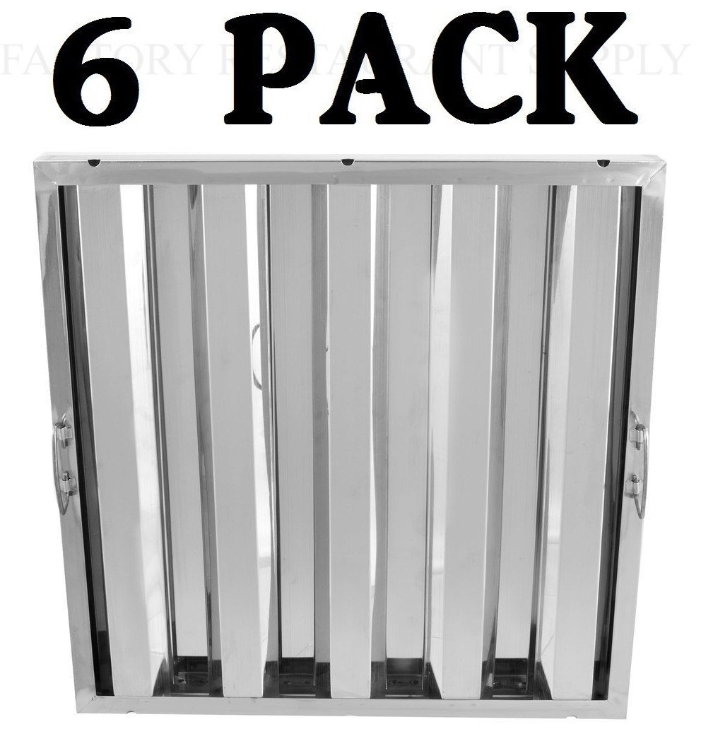 6 PACK 20" x 20" Stainless Steel Hood Grease Commercial Exhaust Filter Baffle