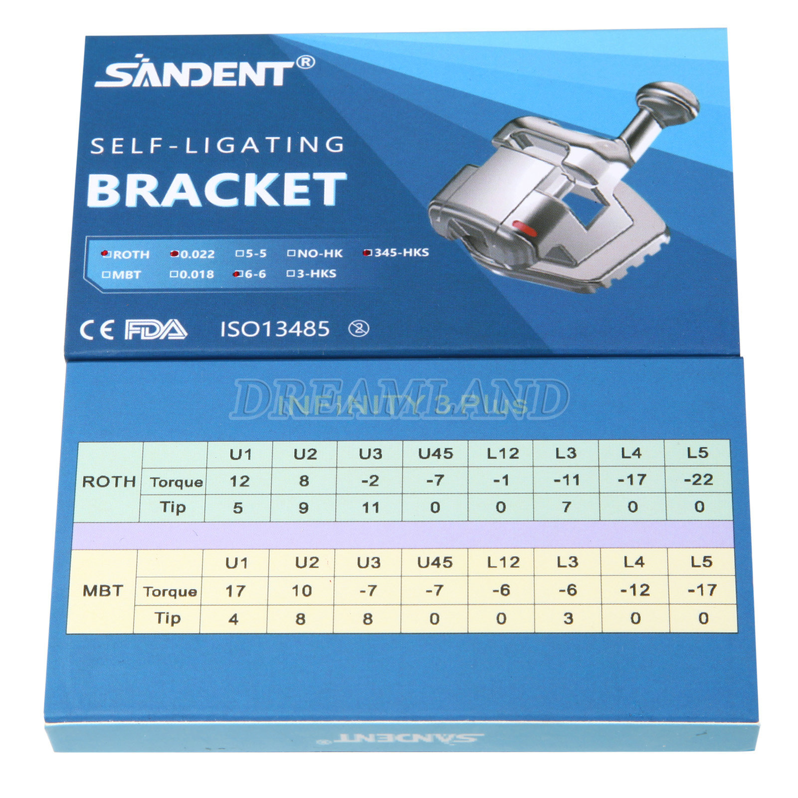 10 Packs Dental Self-Ligating Brackets Orthodontic Roth 0.022 345Hook Bracket