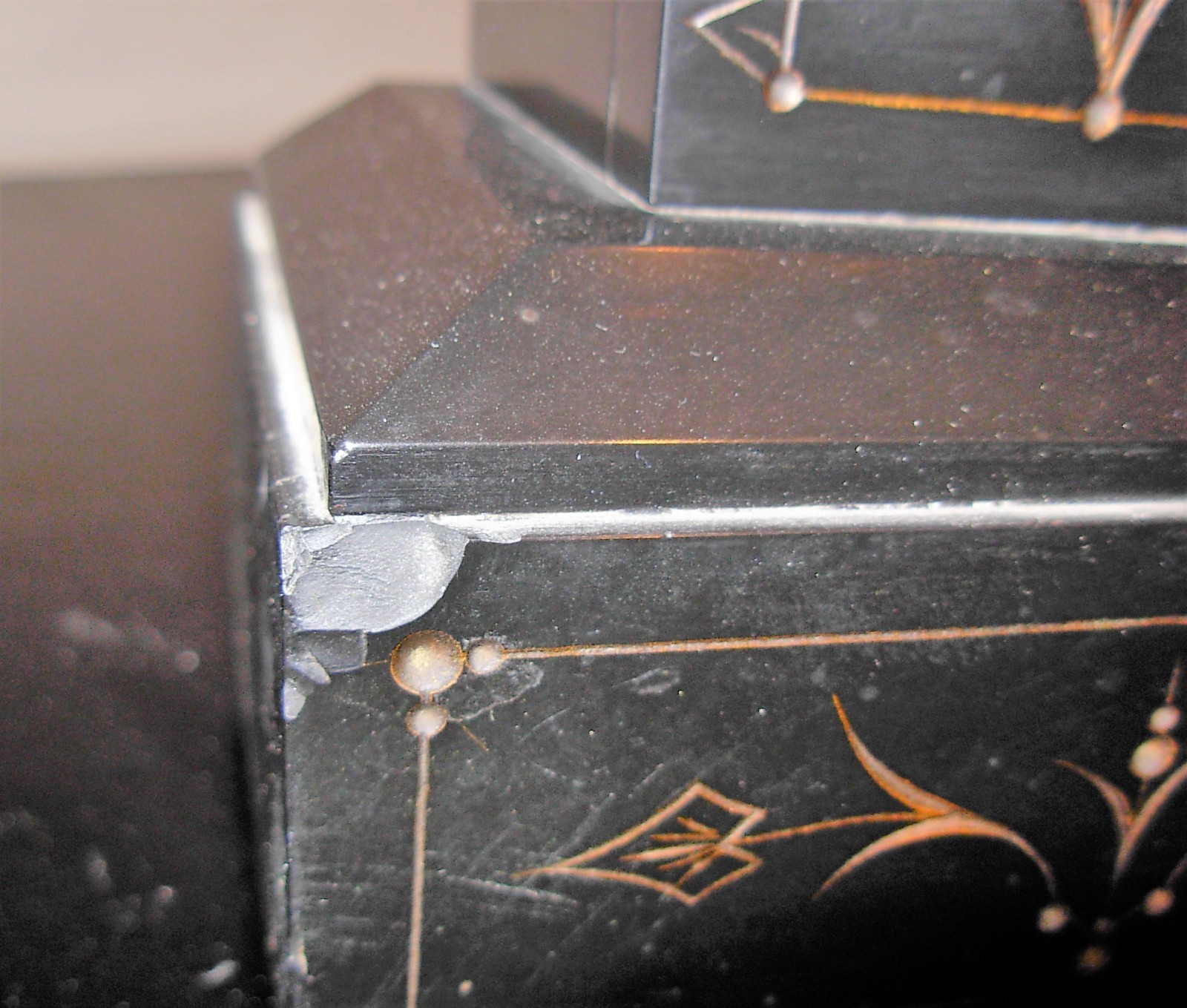 Antique European Black Slate Mantle Clock with Matching Garnitures