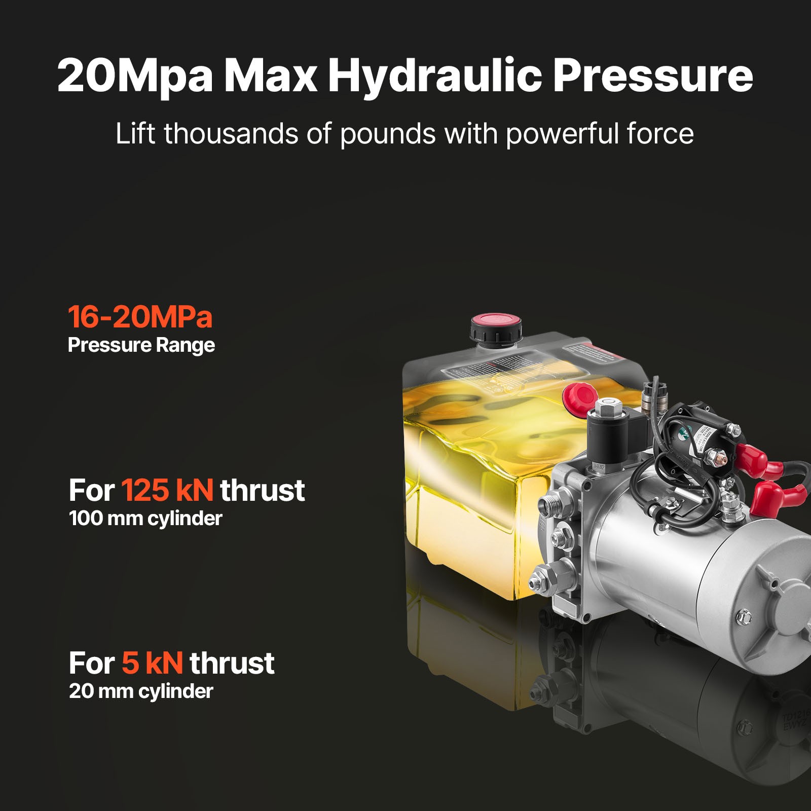 Uimoso 4 Quart Single Acting Hydraulic Pump Dump Trailer Power Unit 12V Plastic