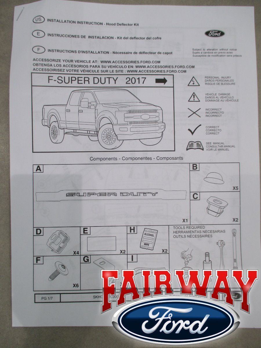 17 thru 22 F250 F350 Super Duty OEM Ford Black Lexan Hood Deflector Bug Shield