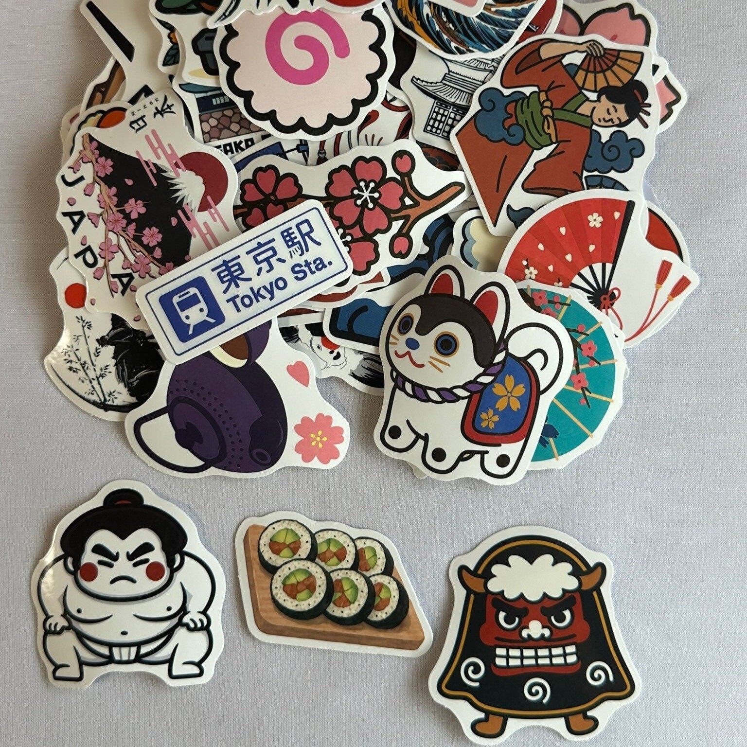 Ship to Japan only] Japan cultural stickers 3pcs 日本文化ステッカー お試し3枚セット 送料無料 即評価します