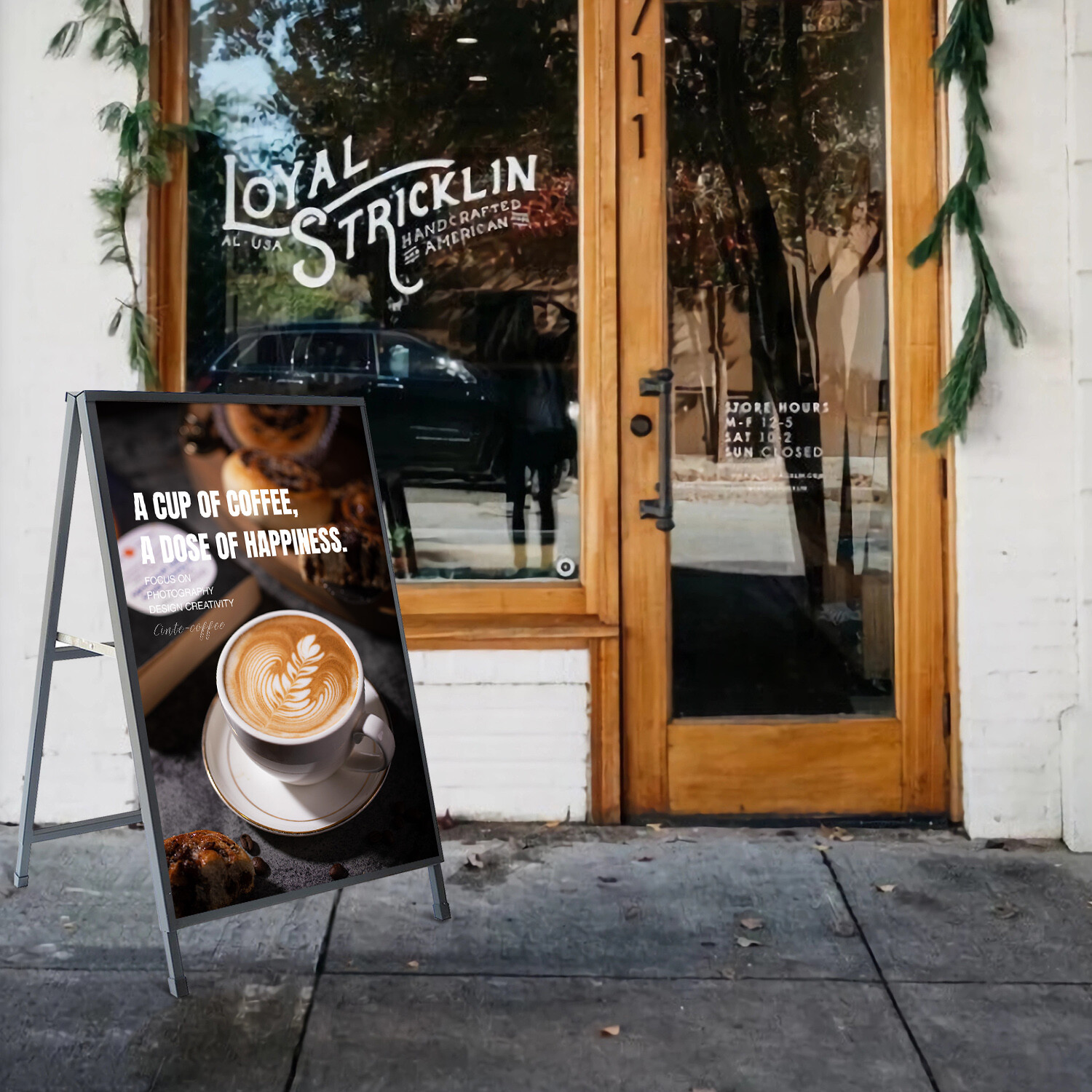 A Frame Sidewalk Sign, Heavy Duty Sandwich Board Signs 24x36 in(print included)