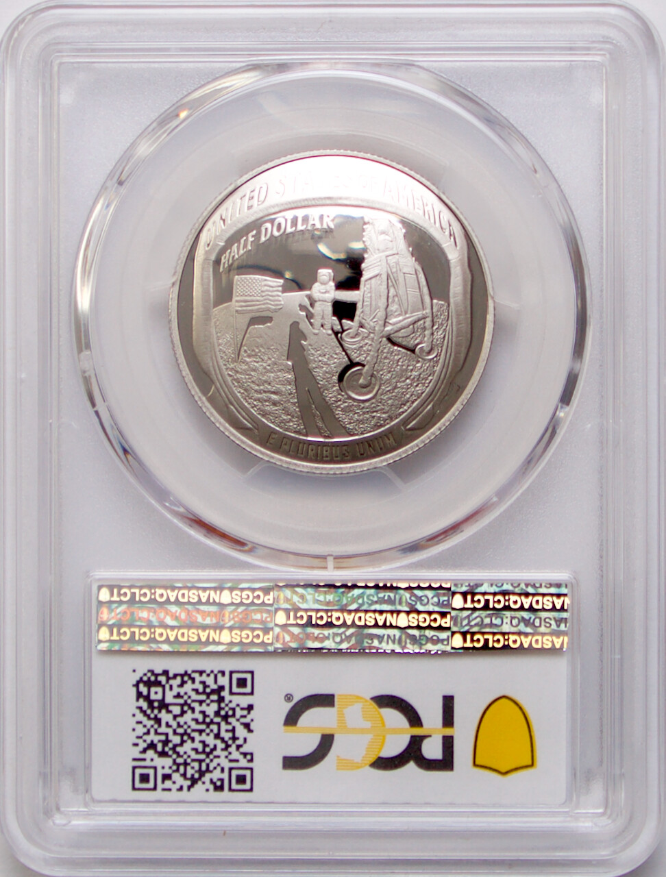 2019 S APOLLO 11 HALF DOLLAR PR70 DCAM 50th Anniversary Moon Landing Blue Label