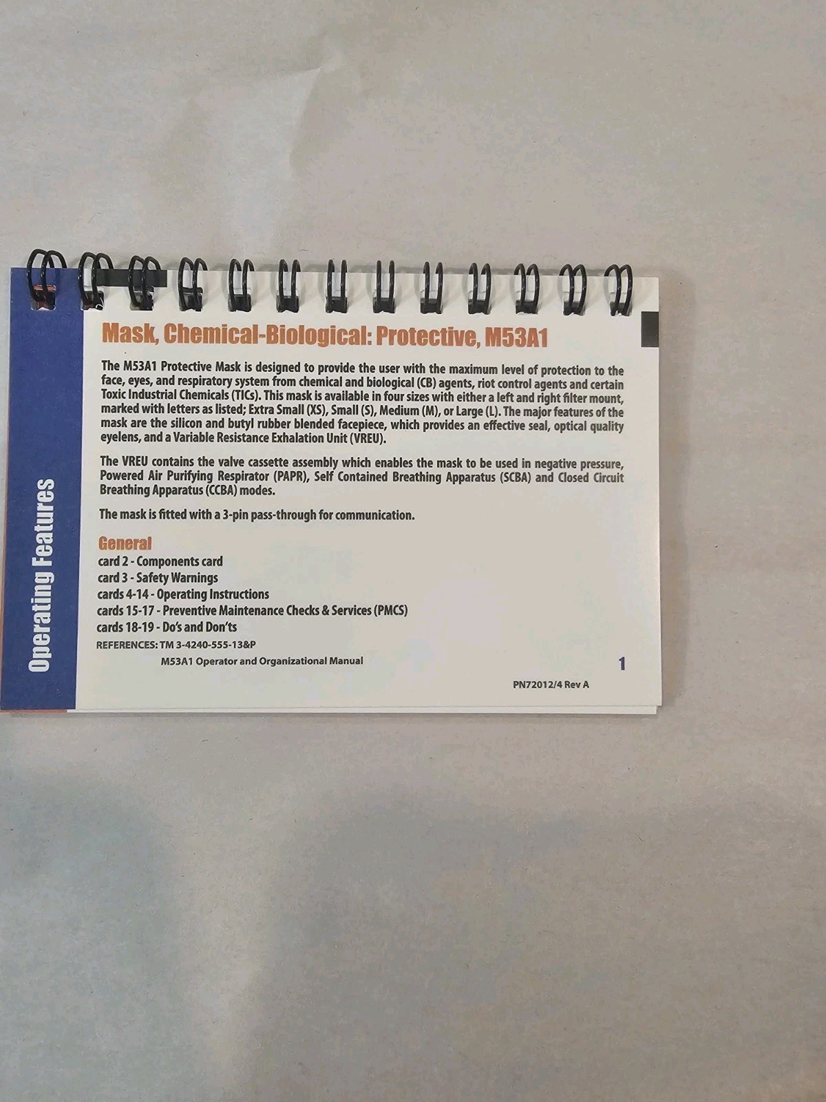 AVON FM53 Operator Card, Waterproof Bag, Operators Manual NEW