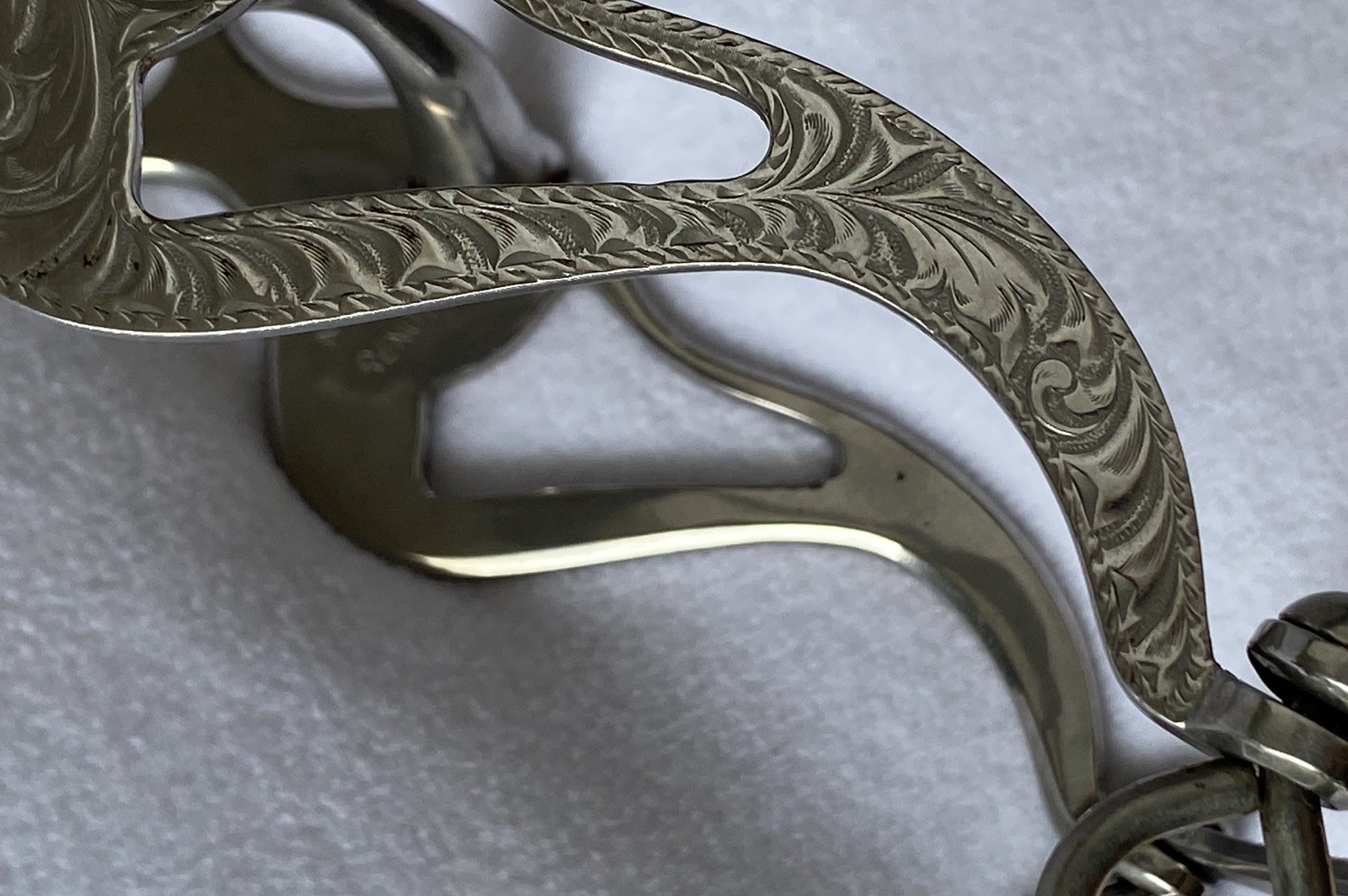 Al TIETJEN Engraved Santa Maria Cheek BIT~4-3/4" Mouth~COPPER Hood & Rollers