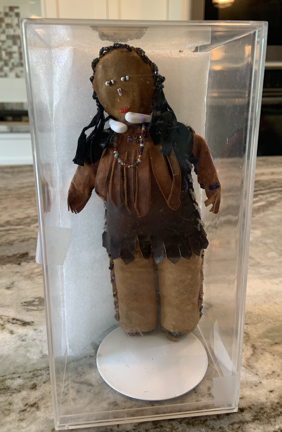 1900-1920 AMERICAN NAVAJO INDIAN HANDMADE 7-1/2” RAG DOLL DEERSKIN + BEADWORK