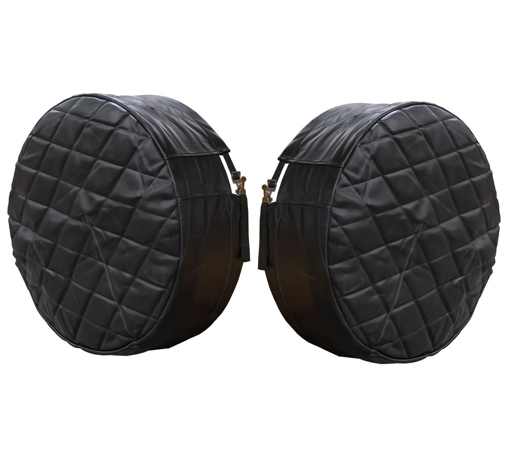 26" Black Quilted Fuel Tank End Covers w/ 9" Elastic Sleeve - 1 Pair