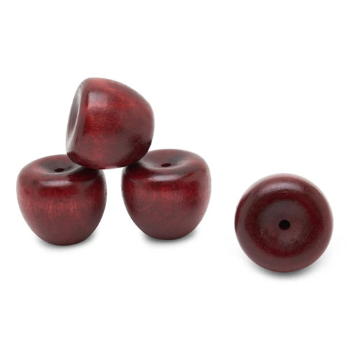 Dark Red Wooden Crab Apple 1-3/8"Fake Fruit Vintage Kitchen Decor/Woodpeckers