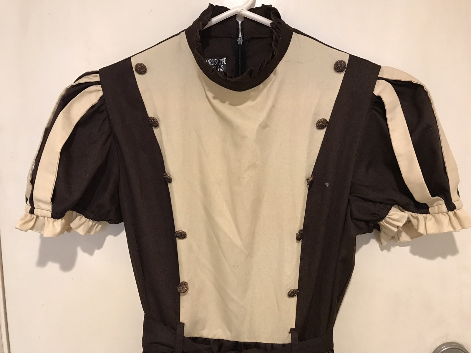 Retroscope Fashions Handmade Victorian Brown Dress - Puff Sleeve - SMALL