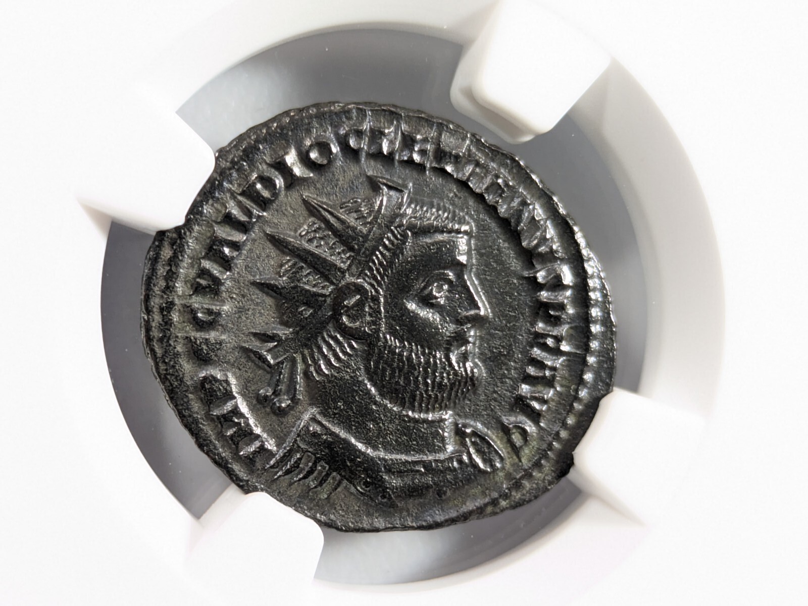 Diocletian Roman Empire AD 284-305 NGC AU Post Ref Radiate Aurelianianus Soldier