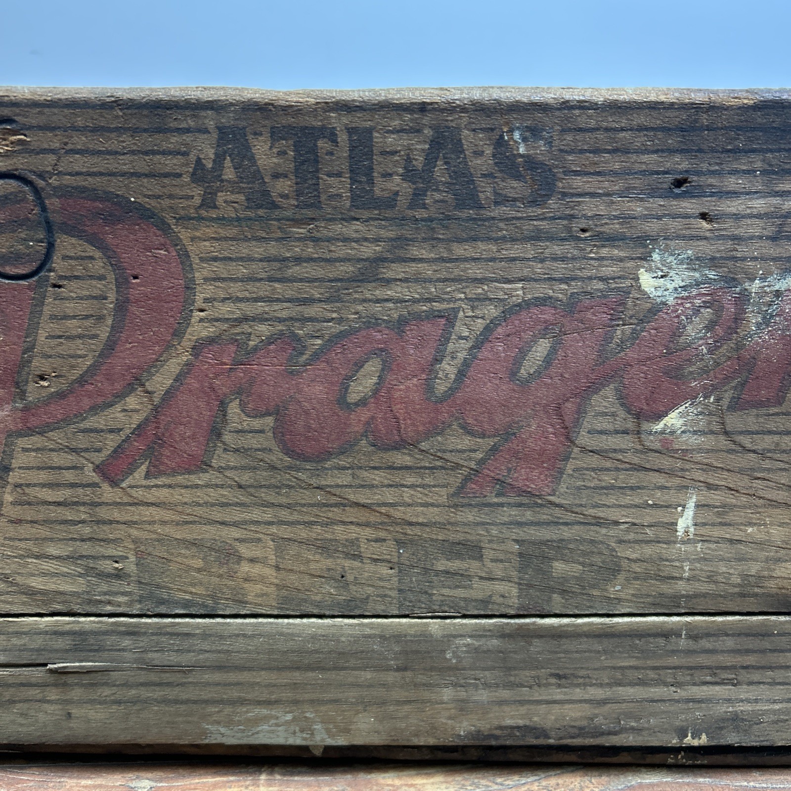 Atlas Prager Beer Crate Case Wood Chicago BW96 Wooden Advertising No Lid