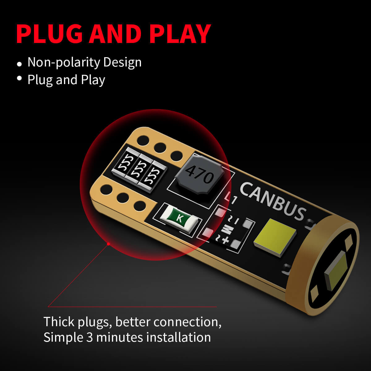 LASFIT T10 LED License Plate Light Bulbs 6000K Super Bright White 168 2825 194