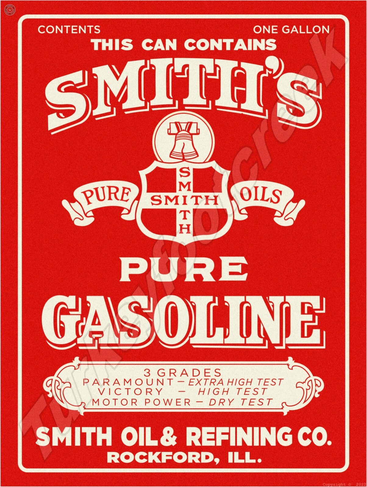 Smith's Pure Gasoline 9" x 12" Metal Sign